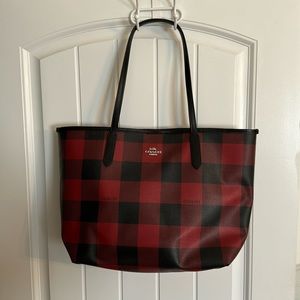 Coach Buffalo Plaid reversible tote